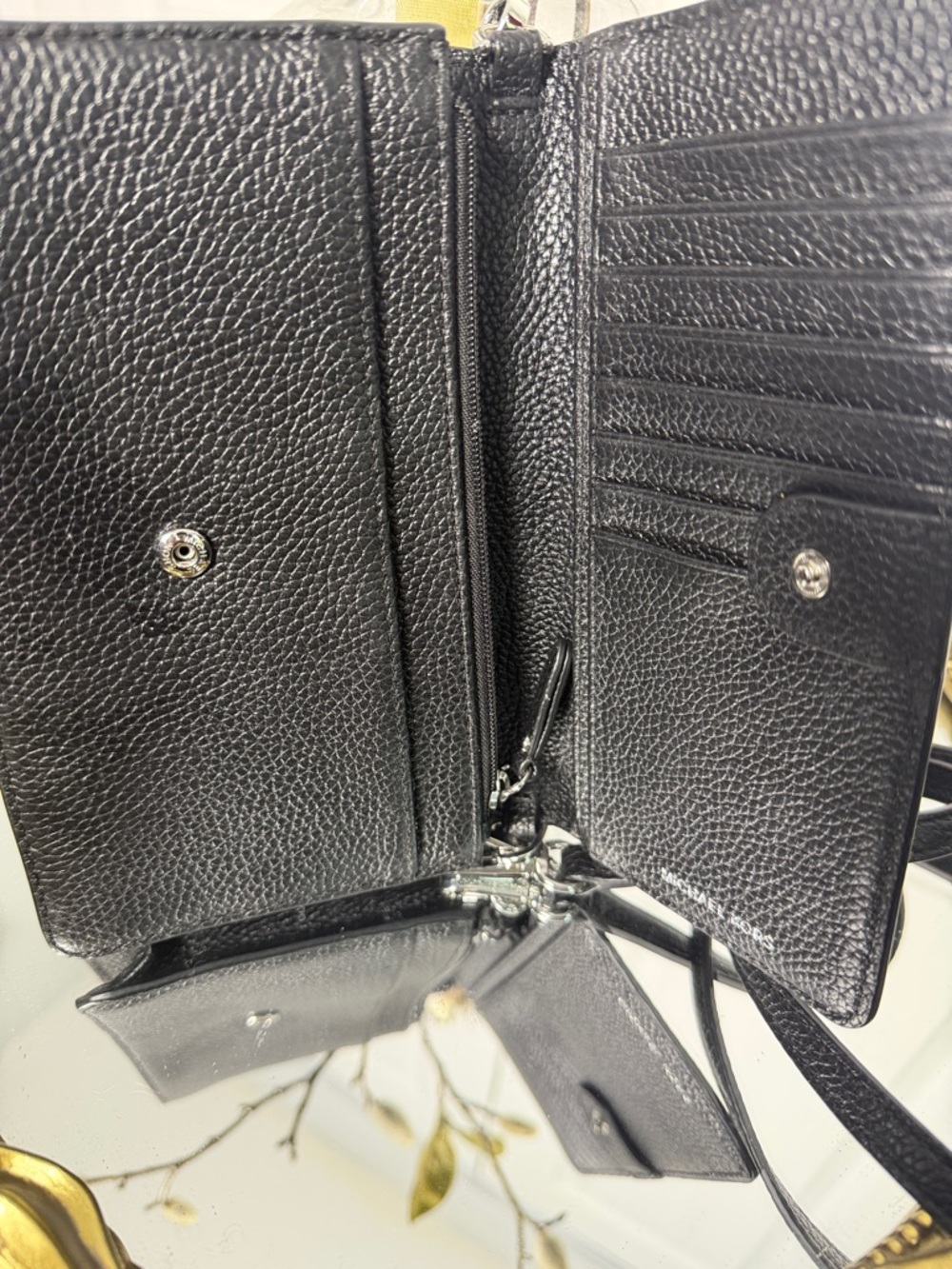 Michael Kors Black Pebbled Leather wallet Crossbody Bag - Picture 7 of 13